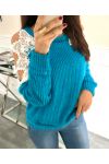 SWEATER SHOULDERS LACE 9168 BLUE