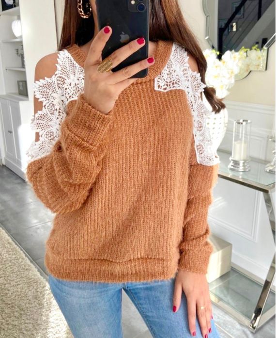 SCHOUDER SWEATER KANT 9168 CAMEL