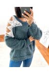 SWEATER SHOULDERS LACE 9168 GREY