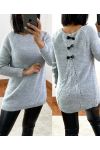 PULLOVER DOS A PETITS NOEUDS 802 GRIS