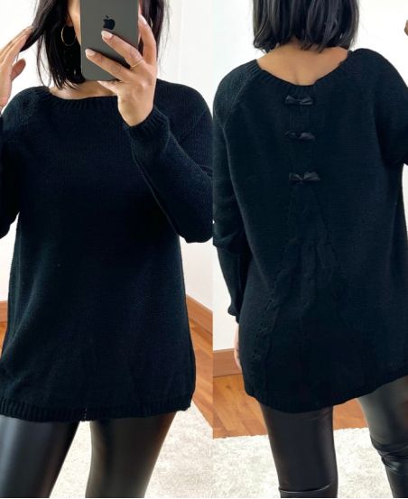 PULLOVER DOS A PETITS NOEUDS 802 NOIR