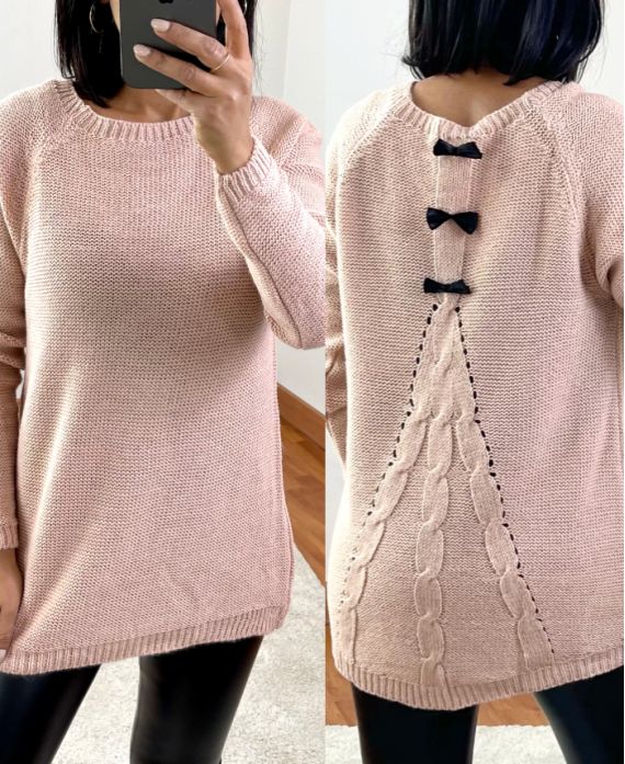 PULLOVER INDIETRO CON PICCOLI NODI 802 ROSA