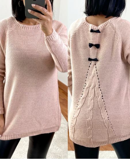 PULLOVER DOS A PETITS NOEUDS 802 ROSE