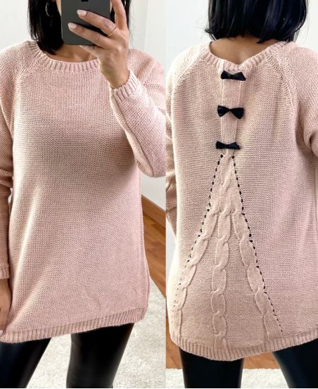 PULLOVER INDIETRO CON PICCOLI NODI 802 ROSA