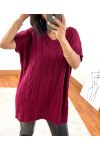 SWEATER KNITWEAR TWIST SHORT SLEEVES 03 BURGUNDY