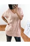 KNIT SWEATER TWISTED SHORT SLEEVES 03 PINK