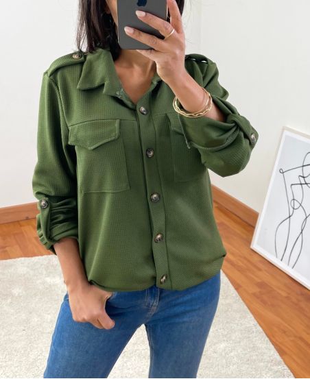 CAMICIA CON BOTTONI 9690 VERDE MILITARE