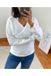 PULL DENTELLE EFFET 2 EN 1 9739 BLANC