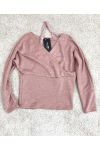 PULL DENTELLE EFFET 2 EN 1 9739 ROSE