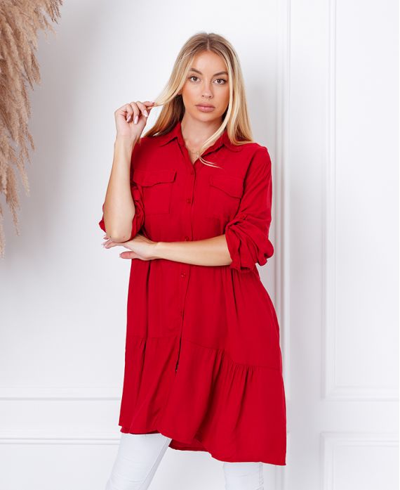 EVASEE DRESS WITH POCKETS 9351 BURGUNDY