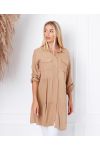 VESTIDO EVASEE CON BOLSILLOS 9351 CAMEL