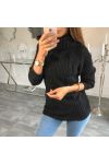 A10 PULLOVER CON COLLO A RULLO NERO