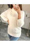 A10 PULLOVER CON COLLO A RULLO BIANCO