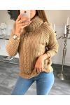 A10 CAMMELLO ROTOLO COLLO PULLOVER