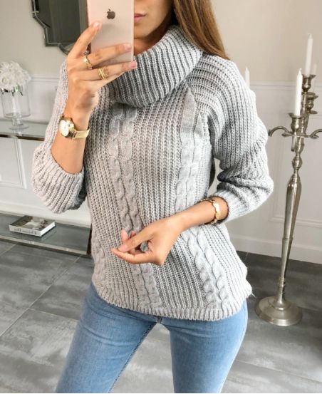 COLLARE PULL-OVER A10 GRIGIO