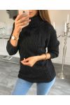 A10 PULLOVER CON COLLO A RULLO NERO