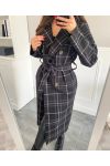 LONG BLACK CHECK COAT