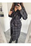 LONG BLACK CHECK COAT