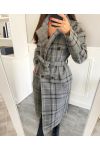 LONG DARK GREY CHECK COAT