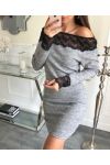 ROBE DENTELLE 9122 GRIS