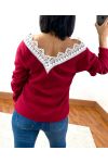 PULL DOUX DENTELLE 1477 BORDEAUX