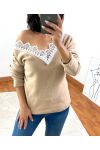 MAGLIONE DOLCE PIZZO 1477 BEIGE