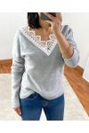 PULL DOUX DENTELLE 1477 GRIS