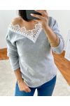 PULL DOUX DENTELLE 1477 GRIS