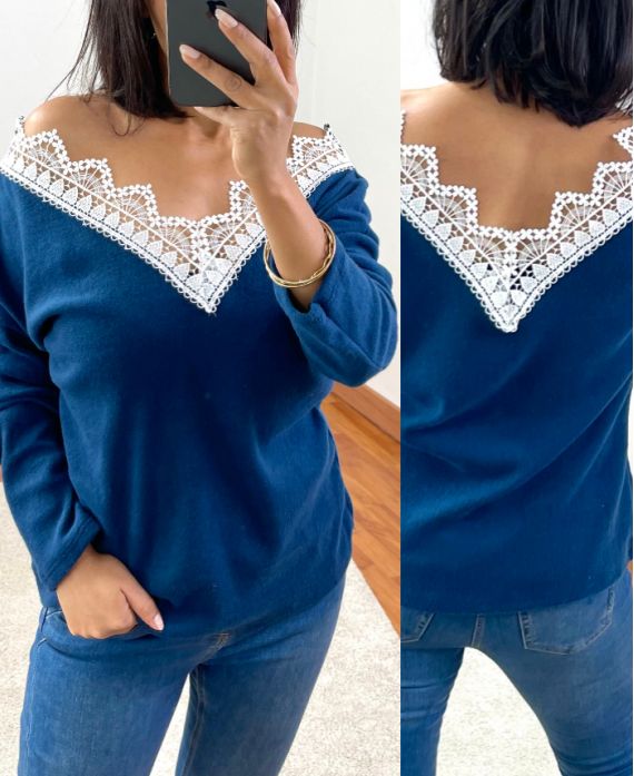 SWEATER SOFT LACE 1477 MARINEBLAUW