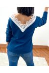 PULL DOUX DENTELLE 1477 BLEU MARINE