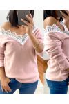 PULL DOUX DENTELLE 1477 ROSE