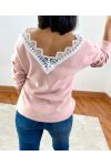 PULL DOUX DENTELLE 1477 ROSE