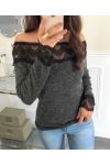 SWEATER LACE 9123 DONKERGRIJS
