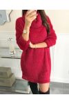 ROLL NECK TUNIC DRESS 9175 BURGUNDY