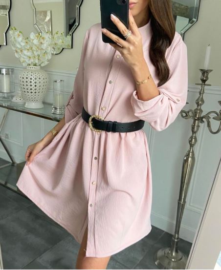 KLEID HEMD GESCHNITTEN HAT TASTEN 7993 ROSE