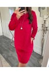 ROBE 2 POCHES + COLLIER OFFERT5417 ROUGE