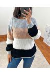 Szary wielokolorowy sweter z lurexem A07