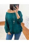 MAGLIONE BASE ELASTICA + COLLANA 3680 VERDE