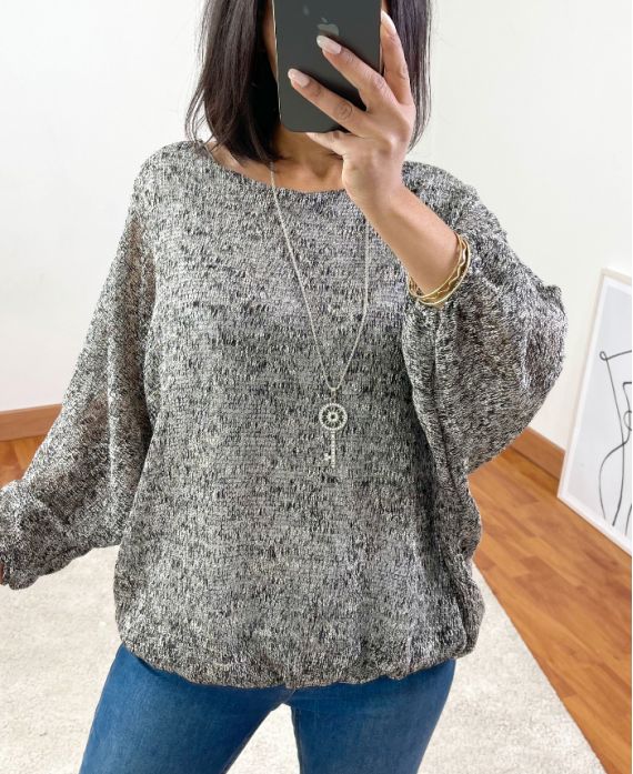 ELASTIC BASE SWEATER + COLLAR 3680 GREY