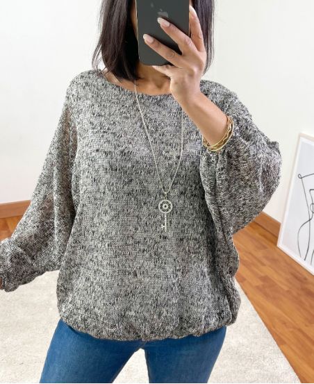 ELASTIC BASE SWEATER + COLLAR 3680 GREY