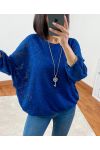 ELASTIC BASE SWEATER + NECKLACE 3680 ROYAL BLUE