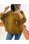 ELASTIC BASE SWEATER + NECKLACE 3680 MUSTARD