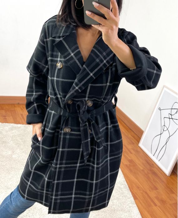 CHECKERED MID-LENGTH COAT 5879