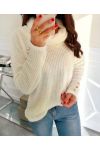 ROLL NECK SWEATER WITH BUTTON SLEEVES 9176 BEIGE