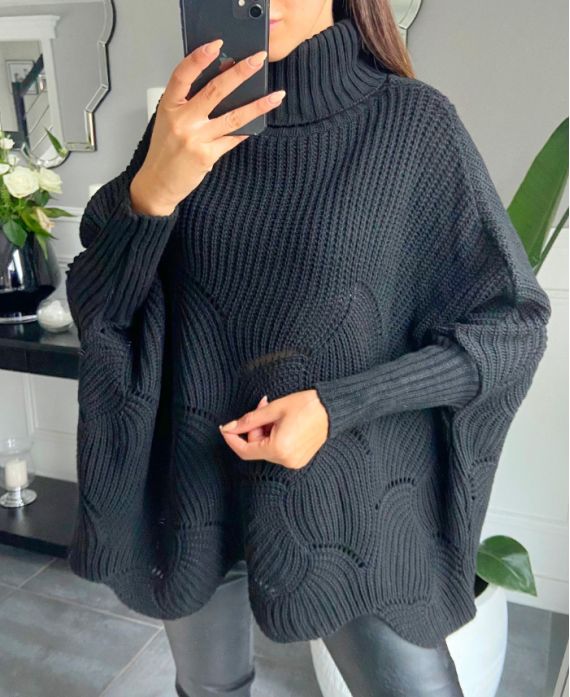 A934 ROLL NECK PULLOVER BLACK