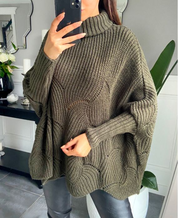 PULLOVER COLLARE ROULE A934 VERDE MILITARE