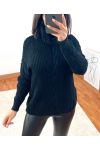 PULLOVER COL ROULE TORSADE A100 NOIR