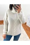 PULLOVER COL ROULE TORSADE A100 BEIGE