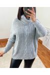 PULLOVER COL ROULE TORSADE A100 GRIS