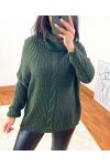 PULLOVER COL ROULE TORSADE A100 VERT MILITAIRE